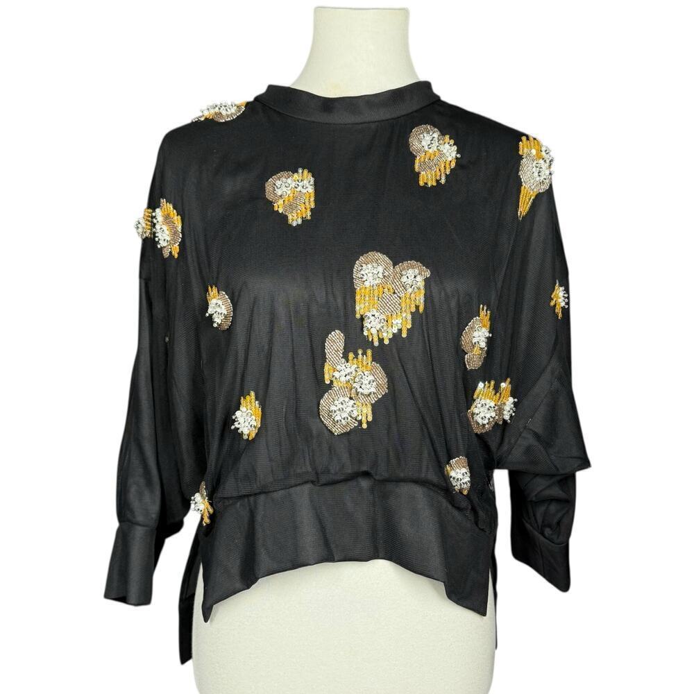 Rachel Comey Embellished Beaded Drop Shoulder Blouse Size 4